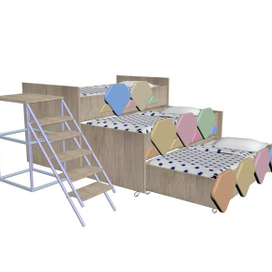 выдвижная кровать трех ярусная для спальной комнаты в детском саду