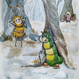 Букашки увидевшие снег впервые