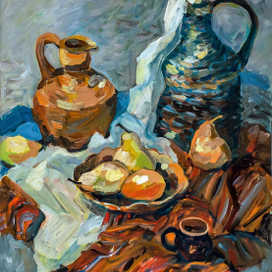 Восточный натюрморт с грушами 50*60см