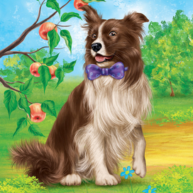 Собака. Фрагмент карточки детской игры "Кто что ест"