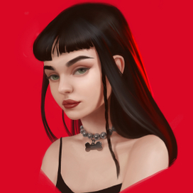 Девушка на красном фоне