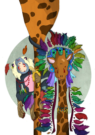 Жираф и обезьяна