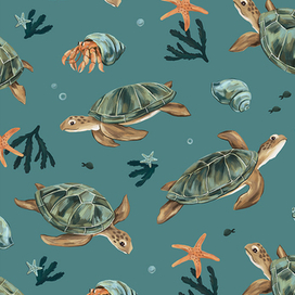 Морской принт с черепахами