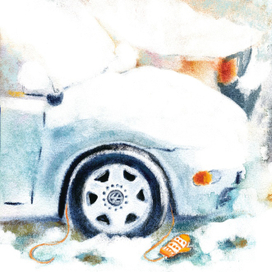 Варежка запуталась.