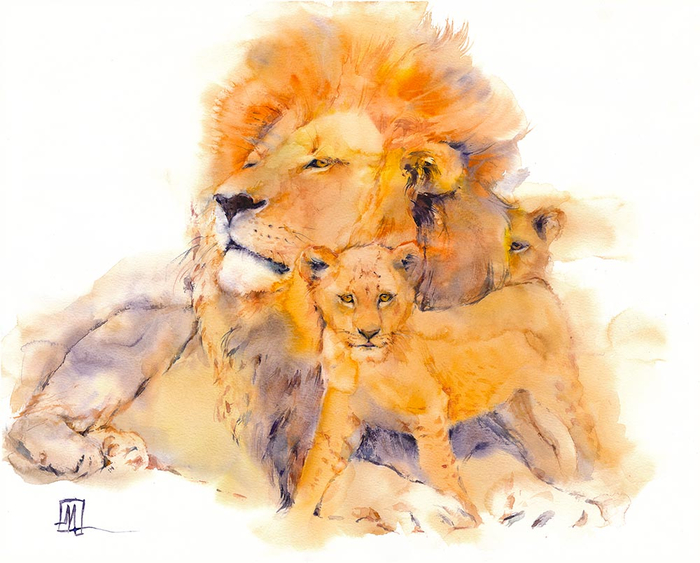 Папа лев и детки