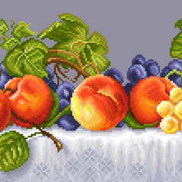 Натюрморт с виноградом и персиками