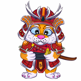 Cartoon samurai tiger.