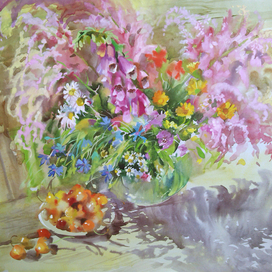 Черешня на скамейке