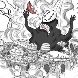 Spirited Away &  Ponyo on the Cliff by the Sea