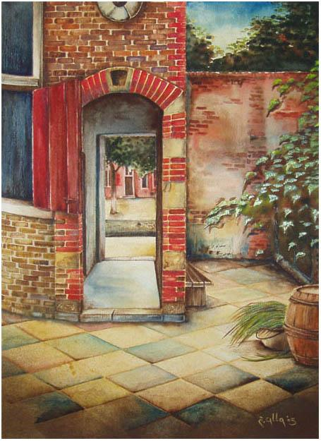 По мотивам картины Дворик в Делфте. Питер Де Хох