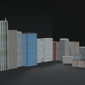 Набор зданий для заднего плана сцены 