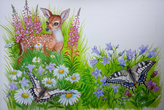 Лесная поляна . Оленёнок