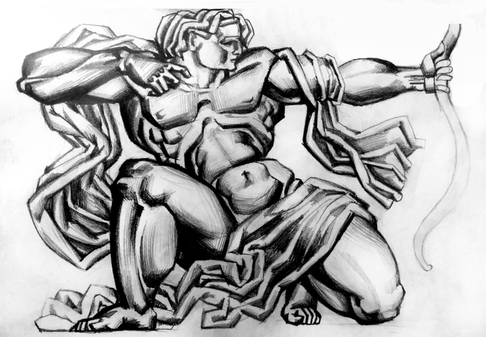 "Стрелец", бумага, карандаш. 2017 г.