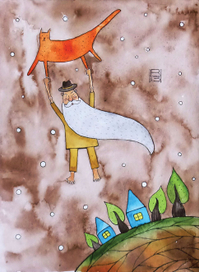 Дед на коте