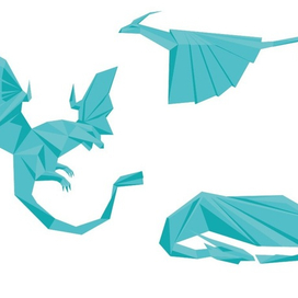 Разработка персонажа. Бирюзовый дракон оригами