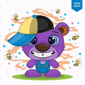 Милый мультяшный медведь