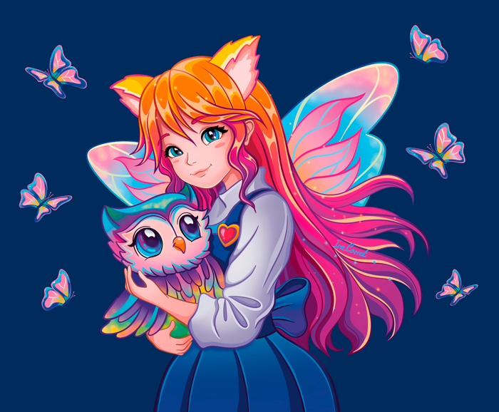 Аниме девочка с совушкой