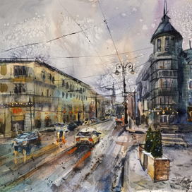 Самара. Ул. Куйбышева акварель