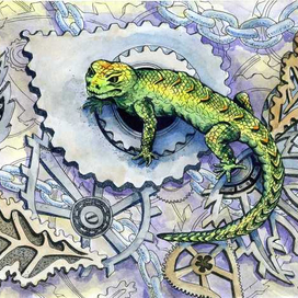 Ящерка и механические листья