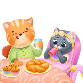 Котята пьют молочко