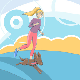 Спорт персонаж Собака Здоровый образ жизни абстрактный фон