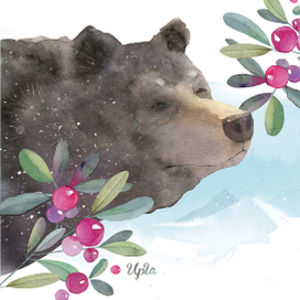 Медведь в бруснике