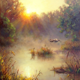 Пруд на рассвете