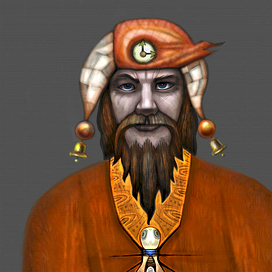 Шут в красном одеянии.