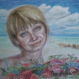 Портрет по фото девушка на фоне моря