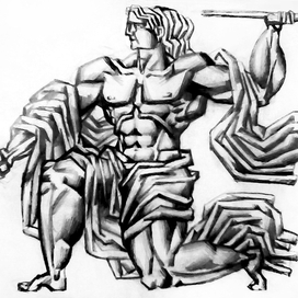 23. "Метатель копья", бумага, карандаш. 2017 г