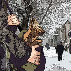 Иллюстрация к сборнику рассказов Г. Рудягина. Смешан. техника.