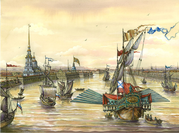 Вид с Невы на Петропавловскую крепость