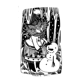 Лиса зимой в лесу