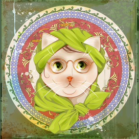 Кошка-хипстер в очках. Портрет