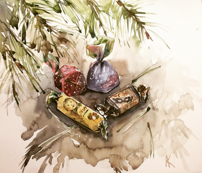 Из новогоднего набора сладостей