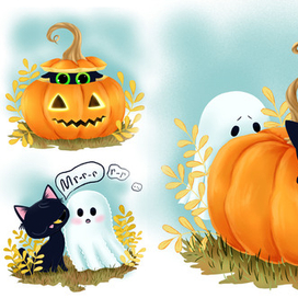 Иллюстрации к детской книжке про Хеллоуин