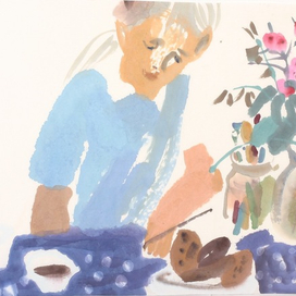 девочка пишет