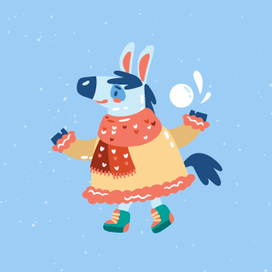 Children's vector book illustration. Horse in winter clothes.