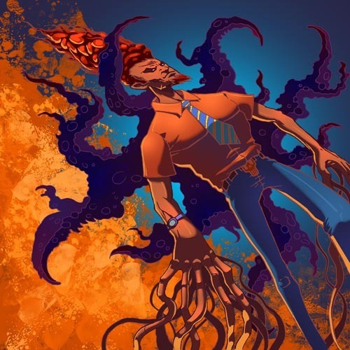 Огонь из башки и тентаклы !