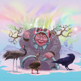 Иллюстрация к эвенкийской сказке "Кто дал птицам песни"