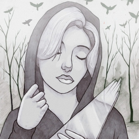 девушка со стеклом