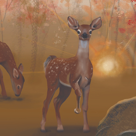 Лис и олени 