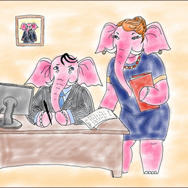 Розовые слоники за работой