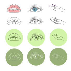 Линейные иконки "Женская красота"