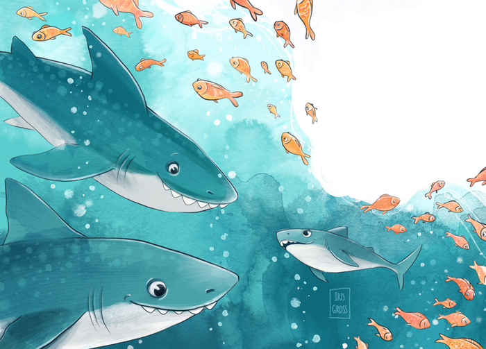 Иллюстрация о семье мегалодонов