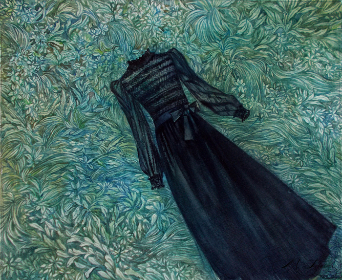 "В траве" акварель