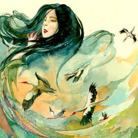 девушка и аисты