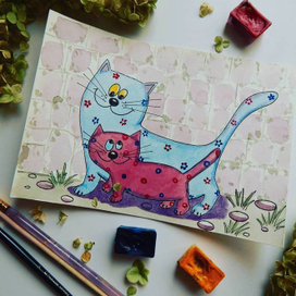 Акварельные котики