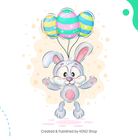 Easter bunny with balloons