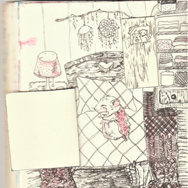 Спаленка в скетч буке с персонажем